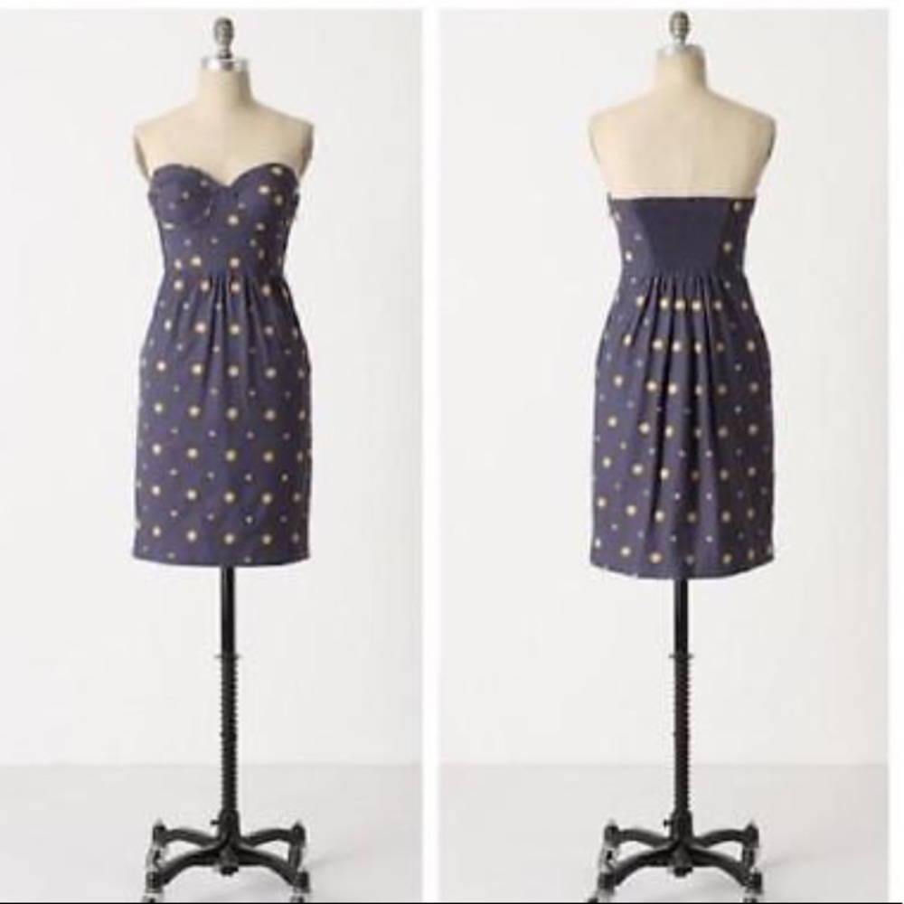 Anthropologie Floreat Strapless Sun Dot Dress